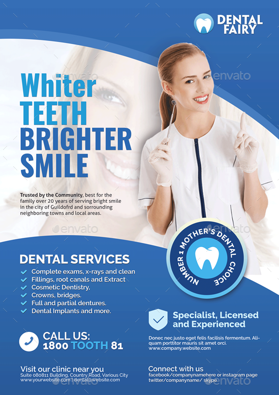 Dental Clinic Promotional Flyer, Print Templates GraphicRiver